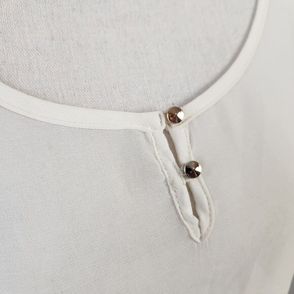 MINE Womens Size Small Cream White Sheer Long Sleeve Summer Spring Blouse - Picture 4 of 10